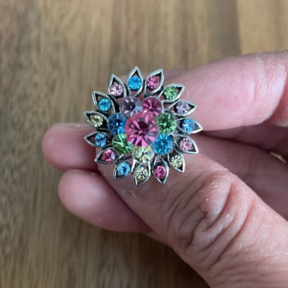 Multicolored Rhinestone Gem Adjustable Ring - Picture 5 of 5